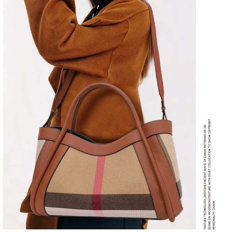 ZOCI 2024 новая клетчатая женская сумка в стиле ретро модная и продвинутая холщовая