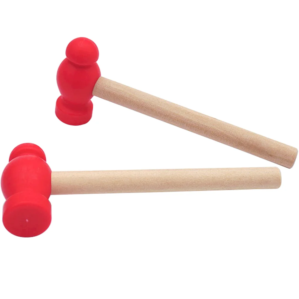 

2 Pcs Wooden Hammer Baby Toy Prop Christmas Hammers Kids Home Repairing Tool Plaything Toddler Children