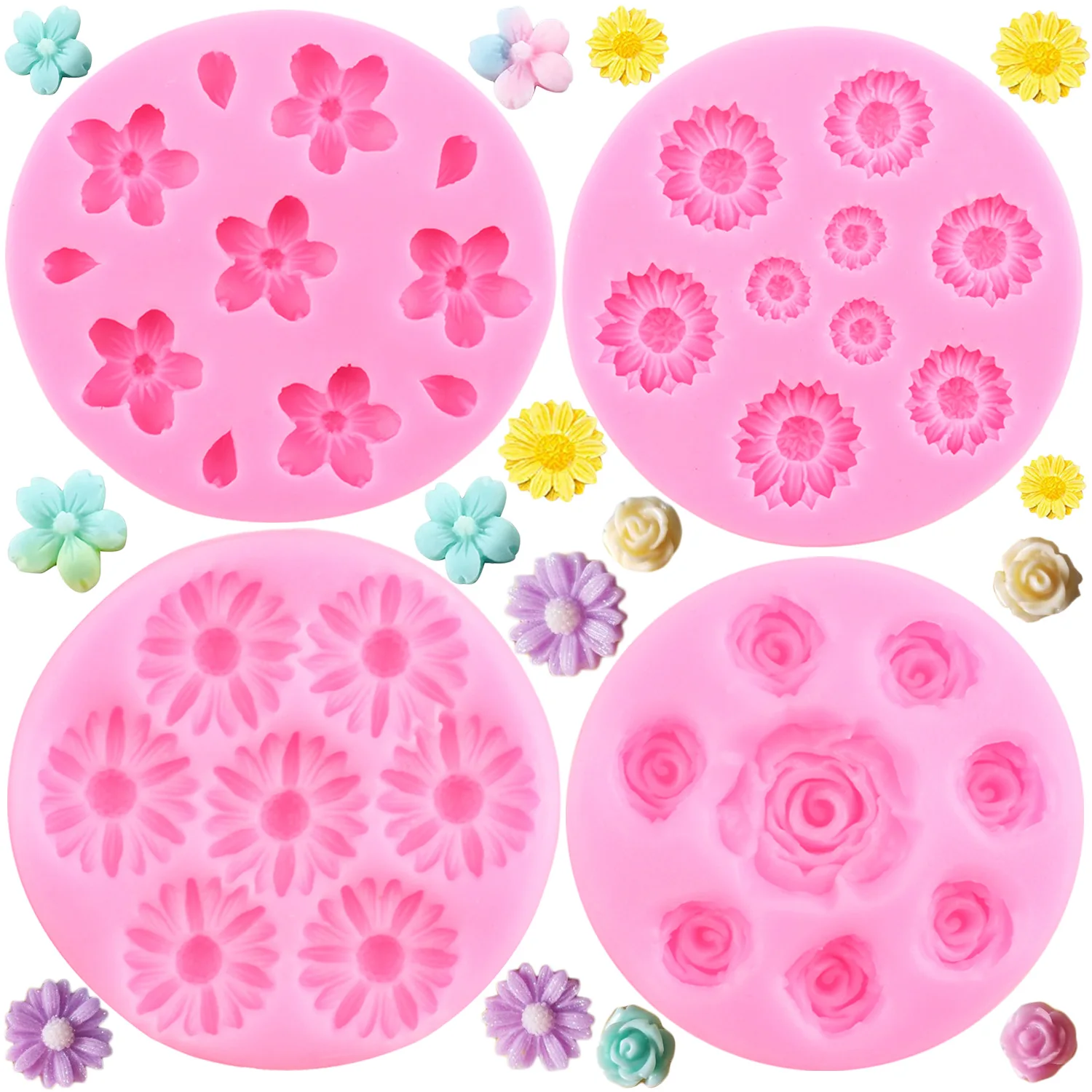 

3D Daisy Flower Silicone Molds Fondant Craft Cake Candy Resin Clay Chocolate Mould DIY Sugarcraft Ice Pastry Baking Tools