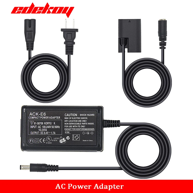 

Decoded ACK-E6 AC Power Adapter Supply For Canon EOS R7 EOS 5D Mark IV III II 5D4 5DS R 6D 7D 7D Mark 2 60D 70D 80D 90D Camera