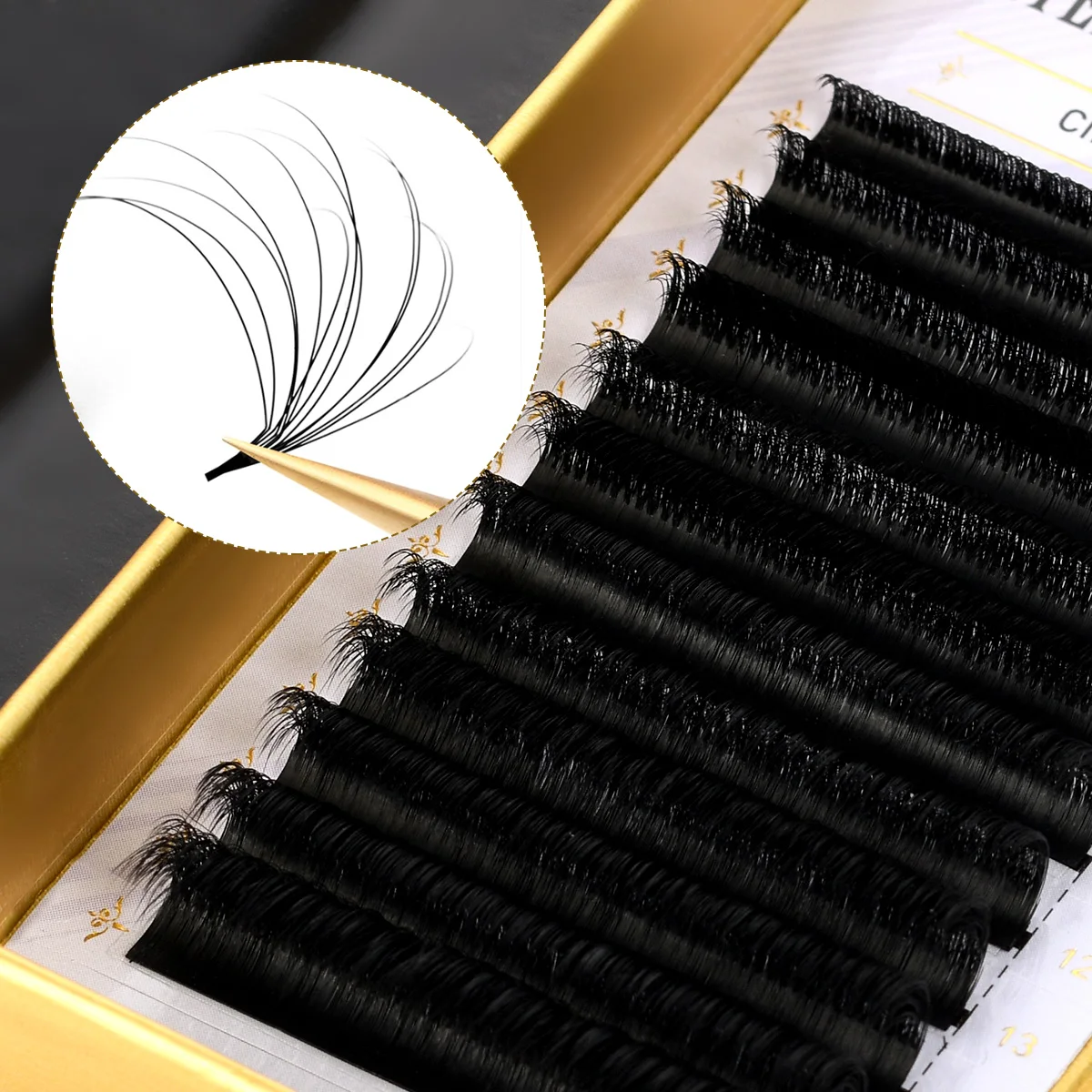 Фото ARISON 3D Easy Fan Lashes Многоуровневые плотно готовые объемные веерные ресницы для наращивания 0,03/0,07 Austomatic Flowering Искусственная норка №2