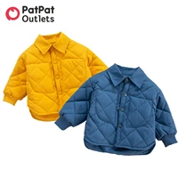 patpat winter kids coat baby boy clothes colorblock solid thickened lined lapel long sleeve outwear jacket for girls children