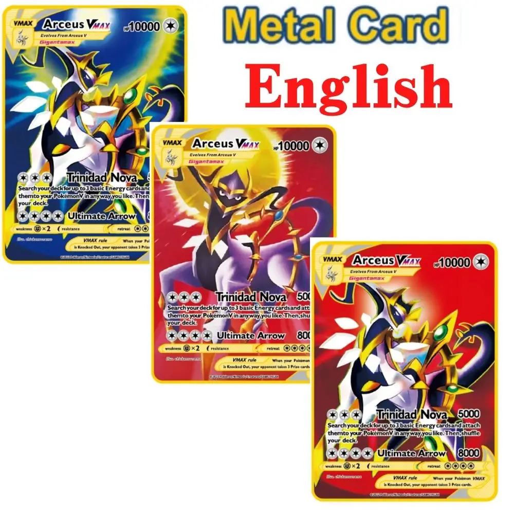 

10000 point arceus vmax pokemon metal cards DIY card pikachu charizard golden limited edition kids gift game collection cards