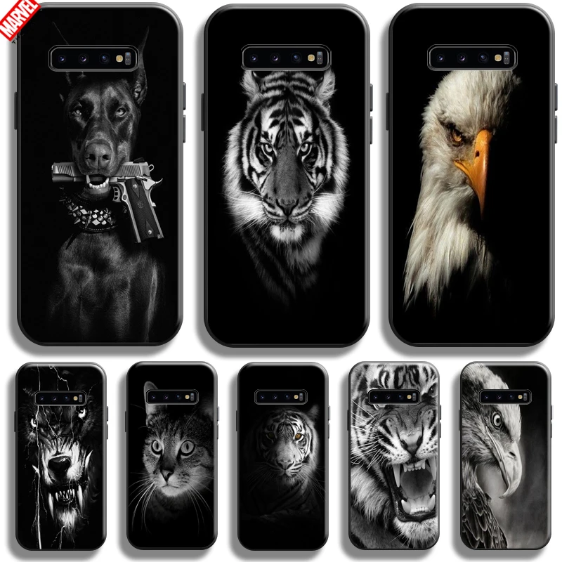 

Tiger Lion Eagle Dog Cat Wolf For Samsung Galaxy S10 S10 Plus S10 Lite S10E S10 5G Phone Case Carcasa Black Silicone Cover Soft