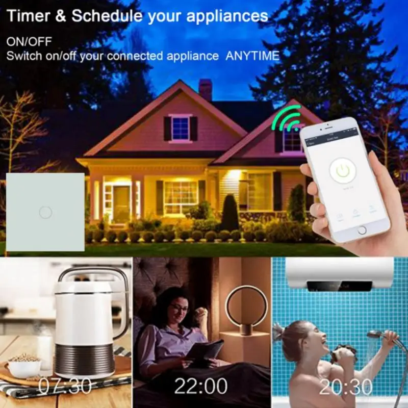 

Умный сенсорный выключатель Wi-Fi, совместимый с приложением Smart Life/Tuya для Alexa и Google Home, 1/2/3 клавиш, Alexa, Google Home, tuya