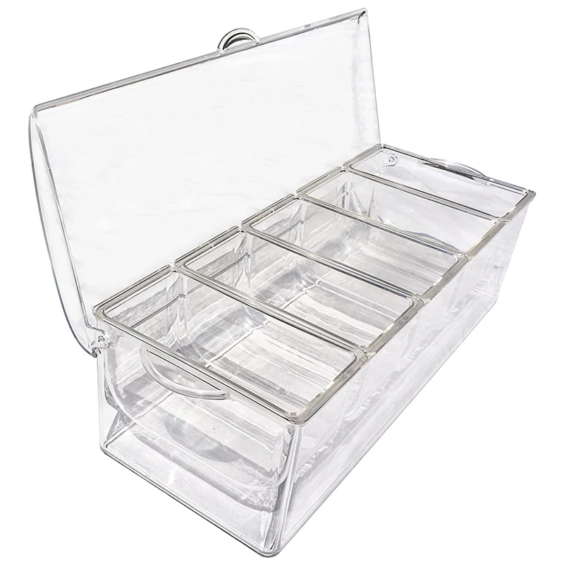 Ice Cold 5 Compartment Condiment Server Rack-Service Tray Container with 5 Removable Trays