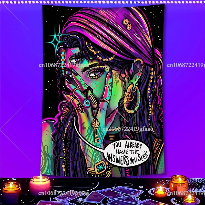 

FFO Флуоресцентный гобелен "Курящая девушка", черный свет