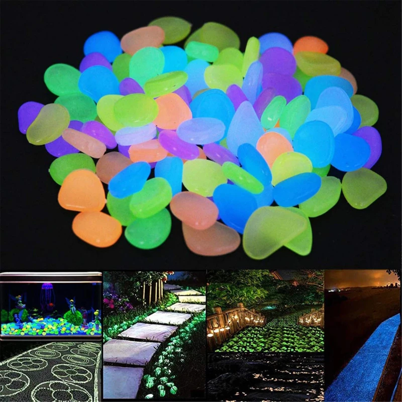 

10PCS Luminous Stone Glow In Dark Garden Pebbles Glow Stones For Outdoor Lawn Walkways Home Decoration Fish Tank Aquarium Rocks