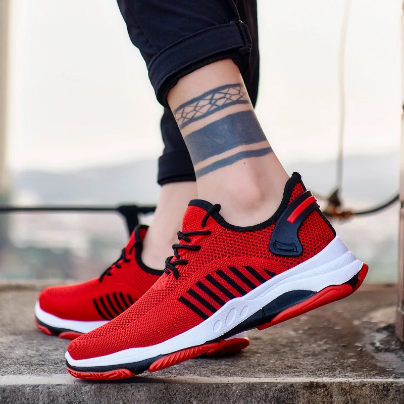 

Men's Vulcanized Shoes, Comfortable Sports Shoes, Non-slip Men's XL Breathable Korean Style Flying Woven Sports Shoes