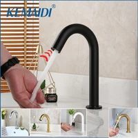 kemaidi matte black hand touch tap automatic inflated sensor faucet hot cold crane deck mount bathroom basin sink faucet chrome