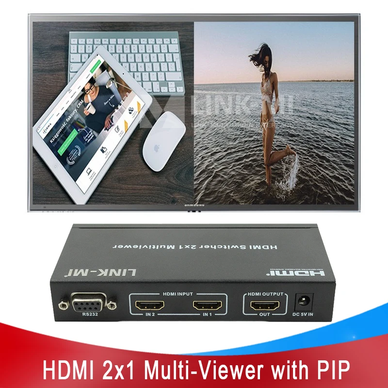 Многофункциональный видеорегистратор 2x1 LINK-MI с PIP IR RS232 HDMI, коммутатор, HD видеопроцессор, 1080P 2 в 1, HDMI-переключатель
