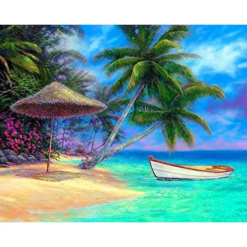 

SDOYUNO Beach Coconut Trees Painting By Numbers Scenery DIY Oil Coloring By Numbers Sea Landscape Canvas Paint Art Pictures