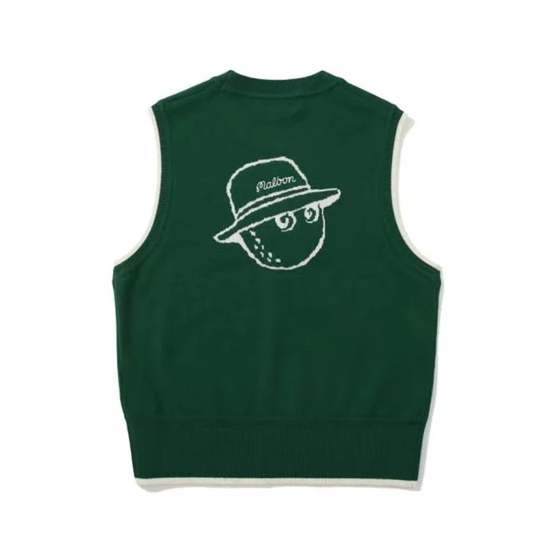 2023 Malbon Vest Preppy Solid Color Crewneck Sweater Over Sweater Vest Women's Waistcoat