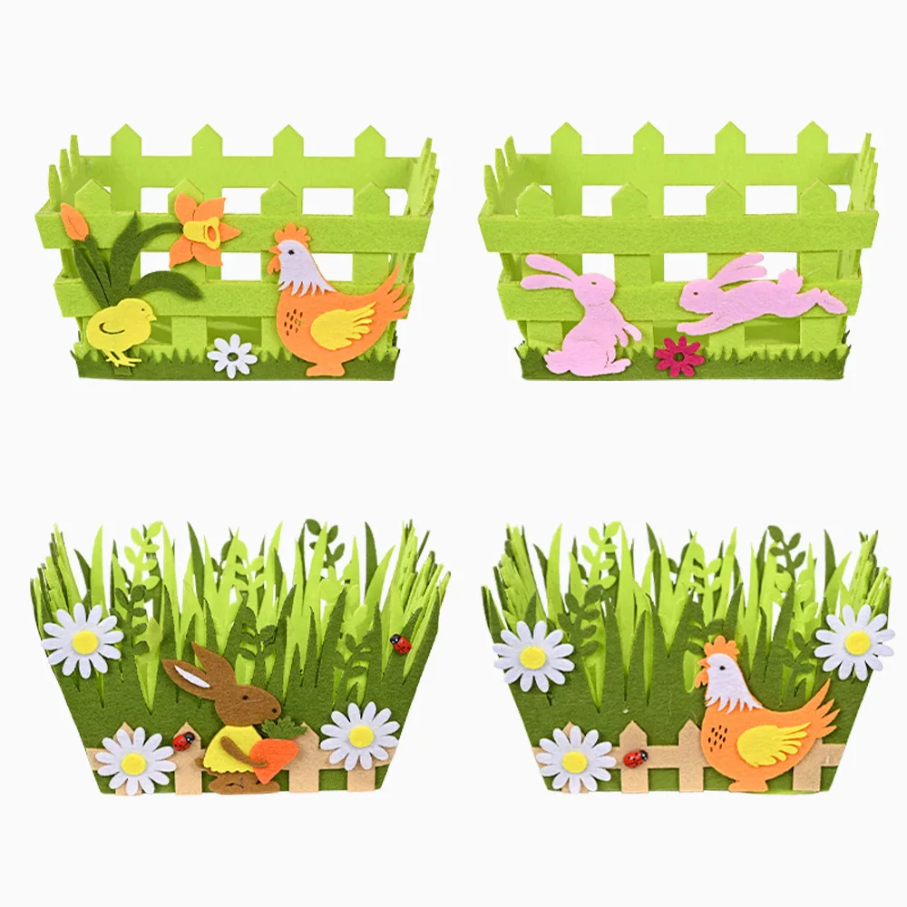 

2022Non-woven Fabric Easter Basket Kids Color Eggs Bucket Welcome Spring Insect Butterfly Parti Bunny Easter Party Happy Easter