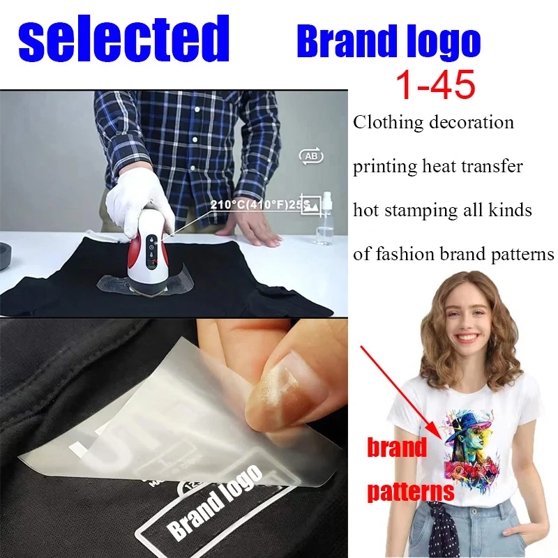 

1-45 Brand logo hot stamping clothing ironing heat transfer Vinyl Sticker Fashion logo BB letter DIY T-shirt backpack decoration