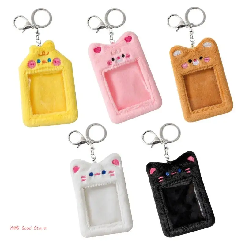 

Cute Bear Photocard Holder Credit Bank Card Keychains Bus Cards Photo