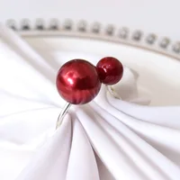 4PCS Wedding Napkin Holder,Pearls Napkin Rings,Highlighted U-Shaped Napkin Buckle, ,for Dining Room Family Dinner Table Decor