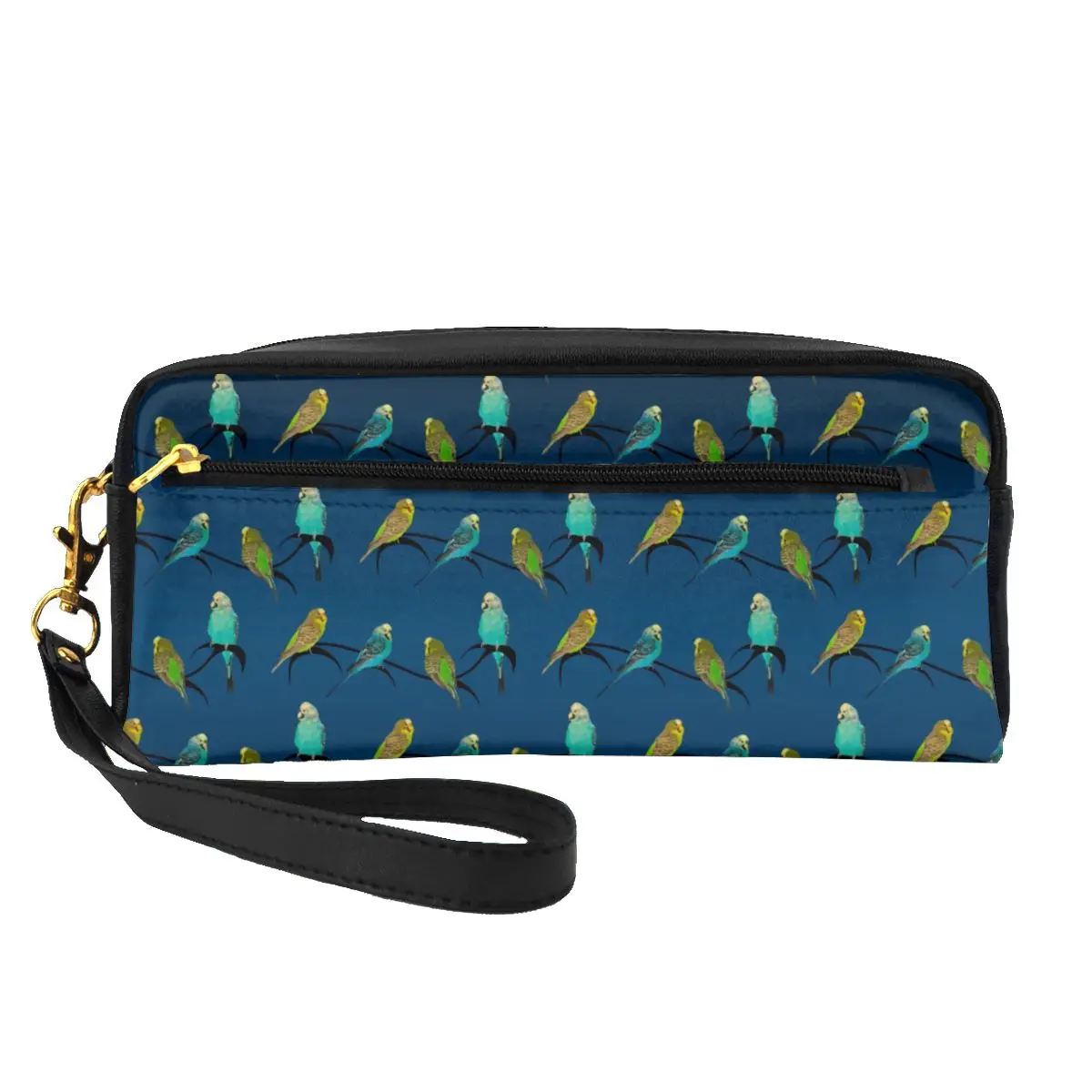 

Birds Pet Print Leather Storage Organizers Budgie Frenzy Women Makeup Bag For Necessaries Large Capacity Cosmetic Bags