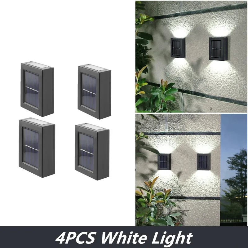 

4Pcs LED IP65 Light Solar Wall Light Exterior Sensor Streetlights Courtyard Light Solar Waterproof Lamp Solar Garden Decoration