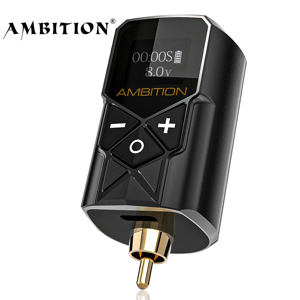 Ambition Kuark Wireless Tattoo Battery Power Supply RCA Interface 1950amh Portable LCD Display For Rotary Machine Fast Charger