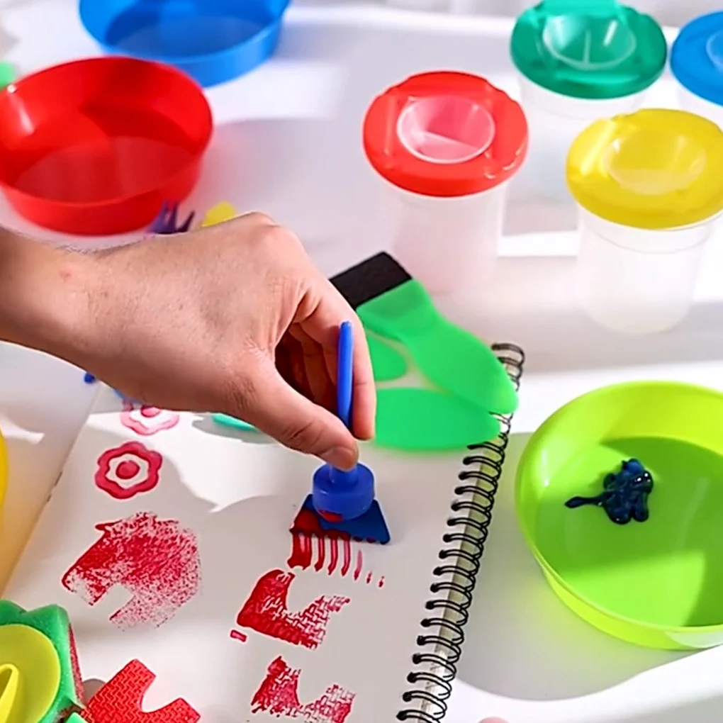 

24 Pieces/set Kids Sponge Painting Brushes with Plastic Handle DIY Drawing Brush Apron Palette Kit Preschool Art