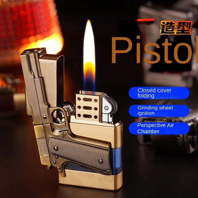 

Creative metal model lighter, alloy body, grinding wheel ignition, visible gas chamber, open flame lighter