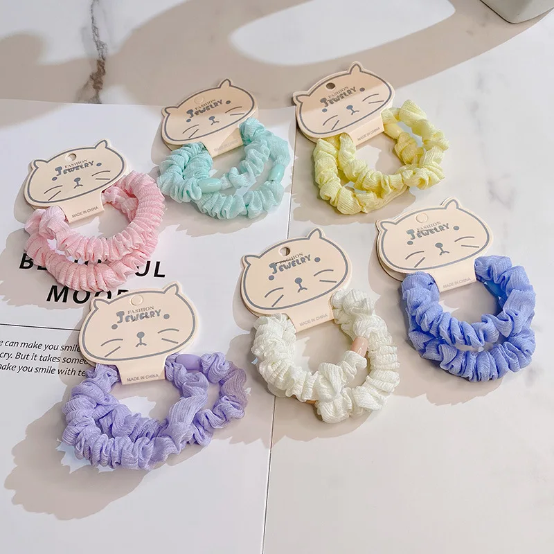 

2pcs Hair Clips for Hair Accessories Candy Colors Internet Celebrity Fashion Cotton Bands Tie Clip Band New Headwear Apparel