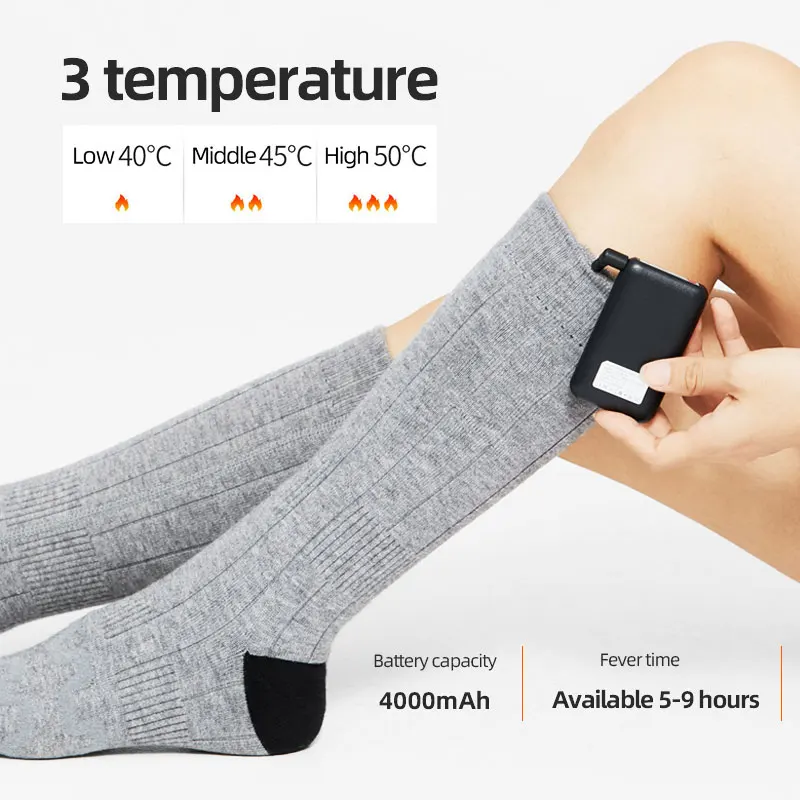 Winter Outdoor Thermal Heated Socks For Women Usb Rechargeable With Battery Electric Warm Socks Usb Heatting Socks Washable