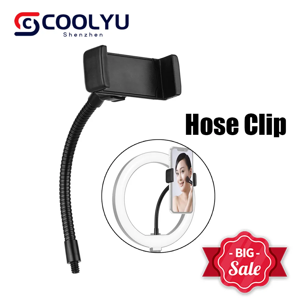 

1/4 Tripod Monopod Portable Hose Phone Clip For iPhone 12 Smartphone Live Broadcast Phones Clamp Holder Ring Light Accessories