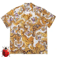 full yellow tiger print pattern thin silk wacko maria short shirt t shirt