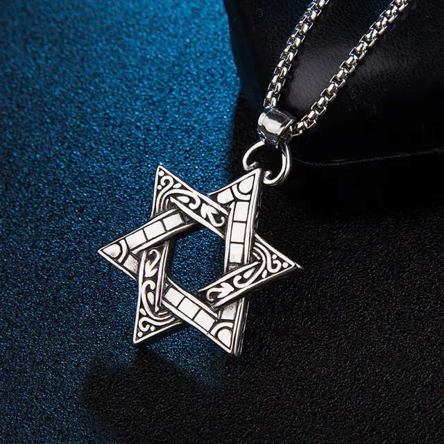 Casual Retro Punk Hexagonal Star Necklaces for Men Fashion New Trendy Stainless Jewelry Gift For Boy Friend 4