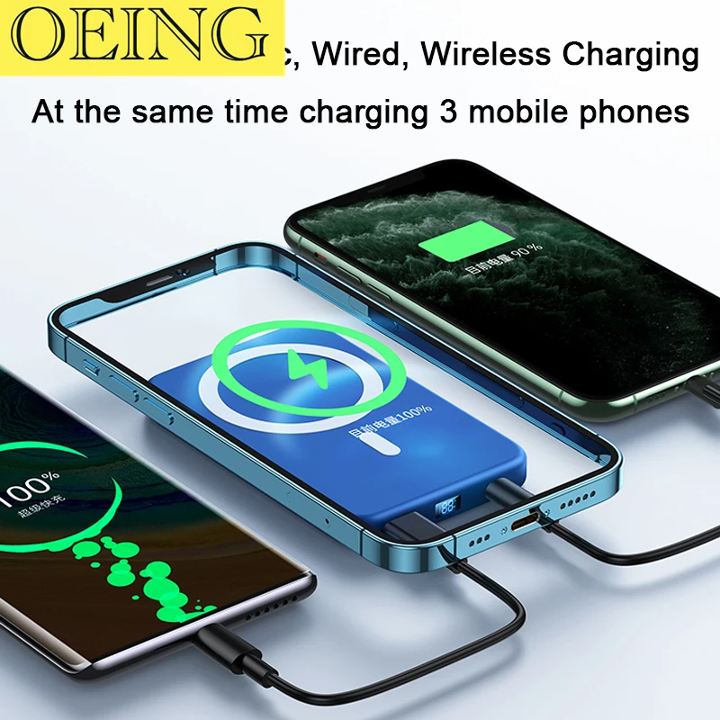 10000mAh Macsafe Power Bank Fast Charging Wireless Magnetic Portable Charger External Battery Pack for iPhone 14/13/12 Pro Max