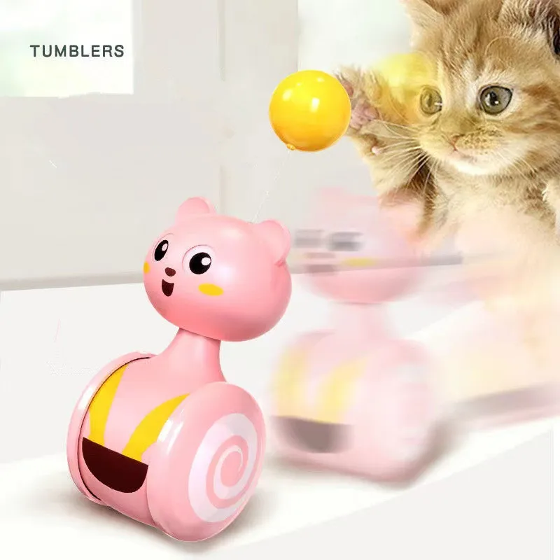 

Feather Small Ball Glide Tumbler Toy Cat Toys Interactive Teaser Cat Rolling Feather Tumbler Toys Rotating Ball Funny Pet Toys