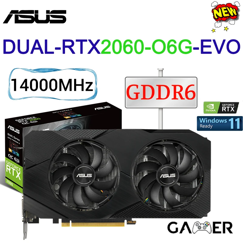 

ASUS Dual GeForce RTX2060 06G EVO RTX 2060 012G Видеокарты GDDR6 6GB 192bit 12GB GPU Материнская плата для настольных ПК Placa De Vídeo NEW