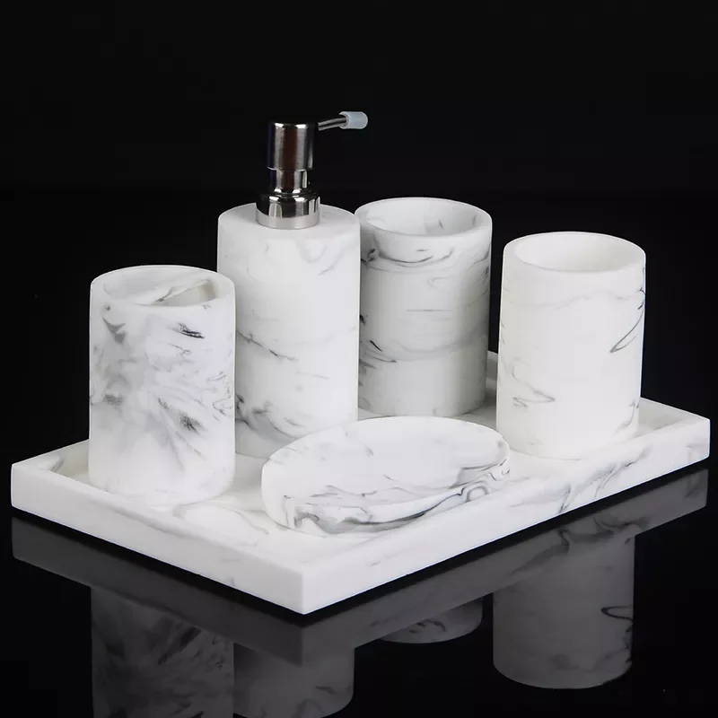 

NEW Nordic Marble Pattern Bathroom Set Kit Washroom Accessories Resin Toothbrush Holder Tooth Glass Soap Dishes Soap Dispenser T