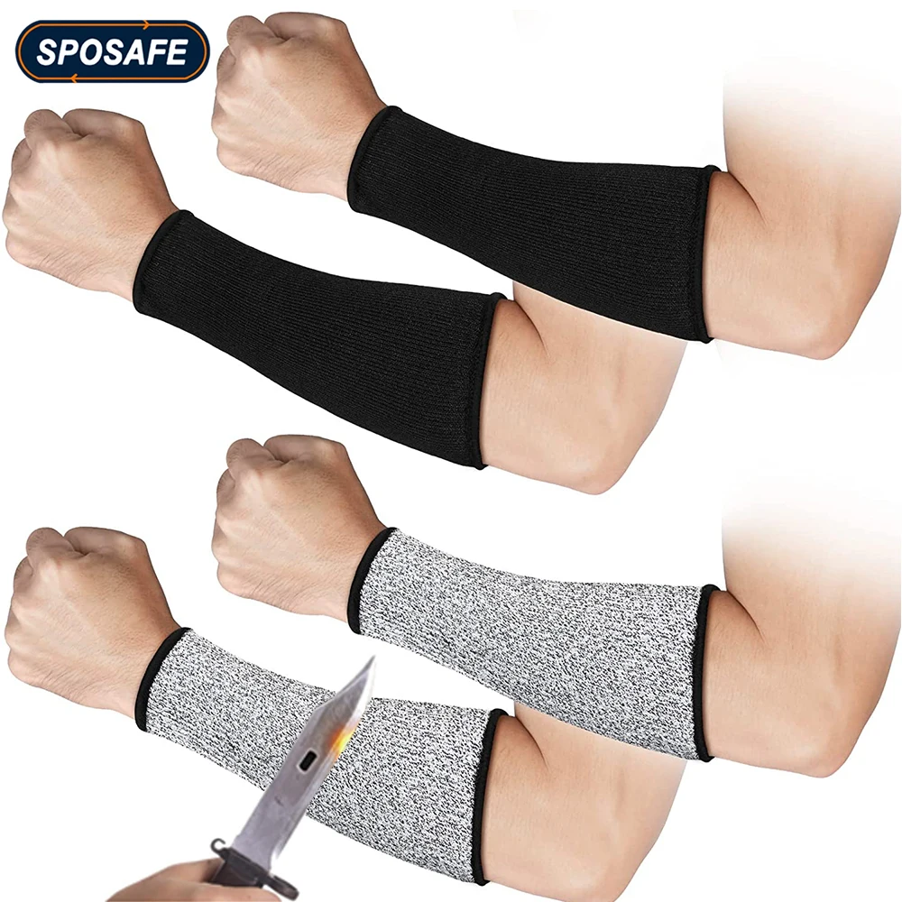 

2Pairs Level 5 HPPE Cut Resistant Arm Sleeve Resistant Anti-Puncture Work Protection Fingerless Arm Sleeve Cover for Men Women