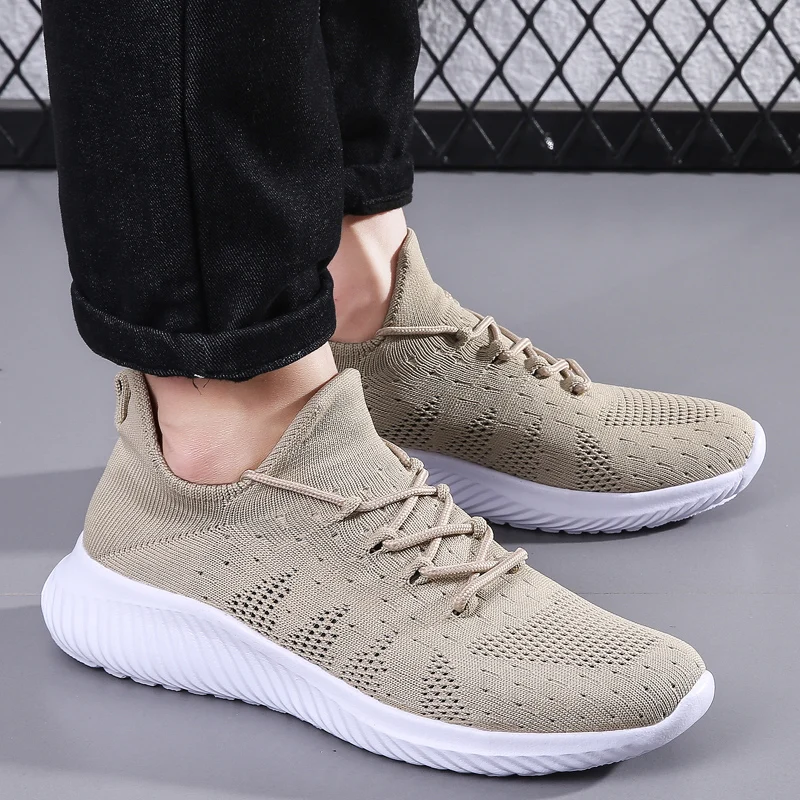 

Men Sneakers Light Walking Casual Footwear Outdoor Soft Comfort Jogging Shoes 2022 New Breathable Lace-Up Mesh Vulcanized Shoes