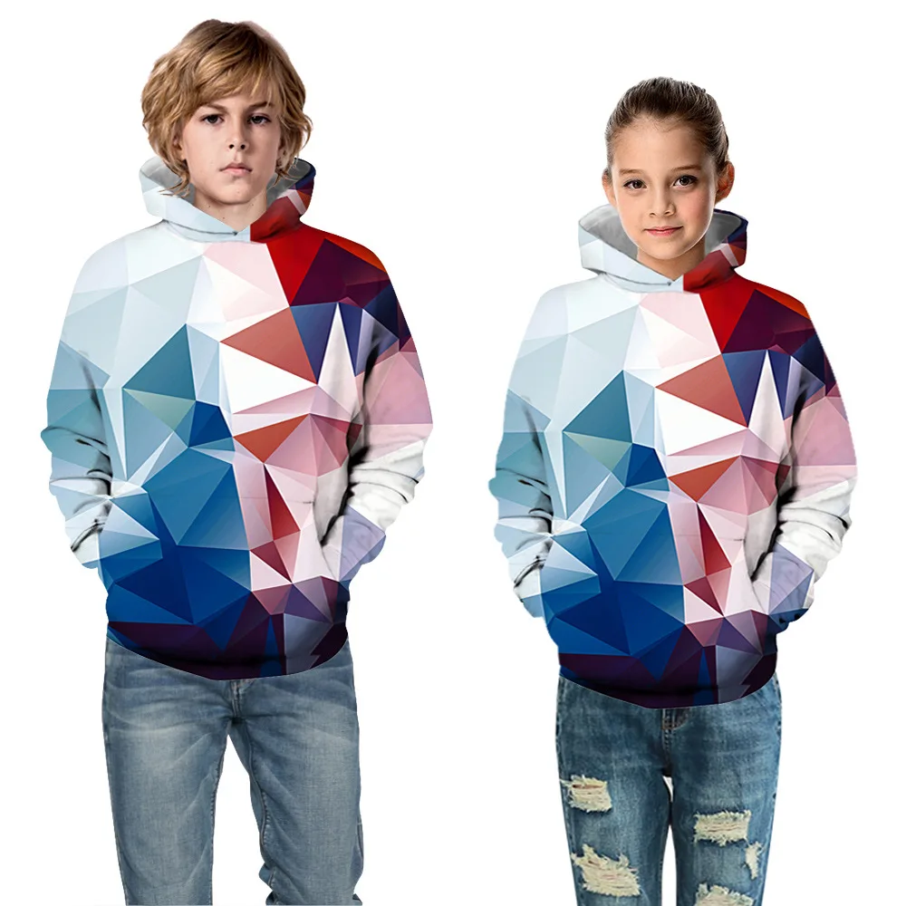 

Популярный детский весенне-осенний модный свитер с капюшоном для мальчиков и девочек с 3D рисунком и цифровым принтом Свободный пуловер с капюшоном
