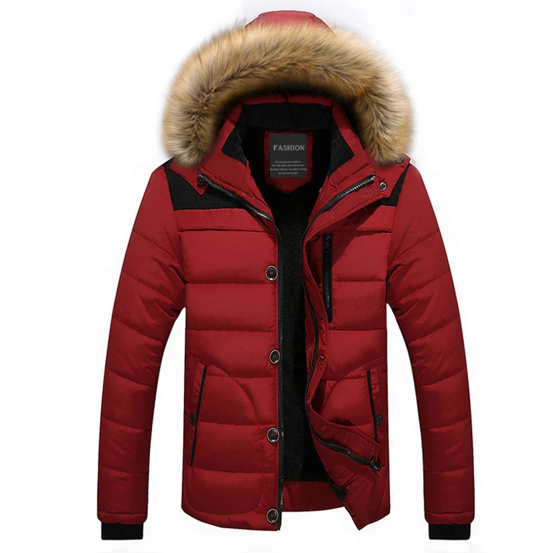 

Winter Parka Men Fur Hooded Thicken Coats Jaqueta Masculina Mens Winter Down Warm Velvet Overcoat Plus size 5XL 6XL Coat Clothes