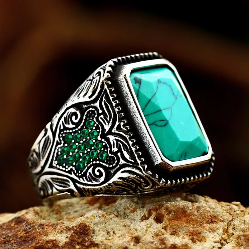 Мужское кольцо с турецким камнем BEIER из нержавеющей стали 316L фианитом 2023