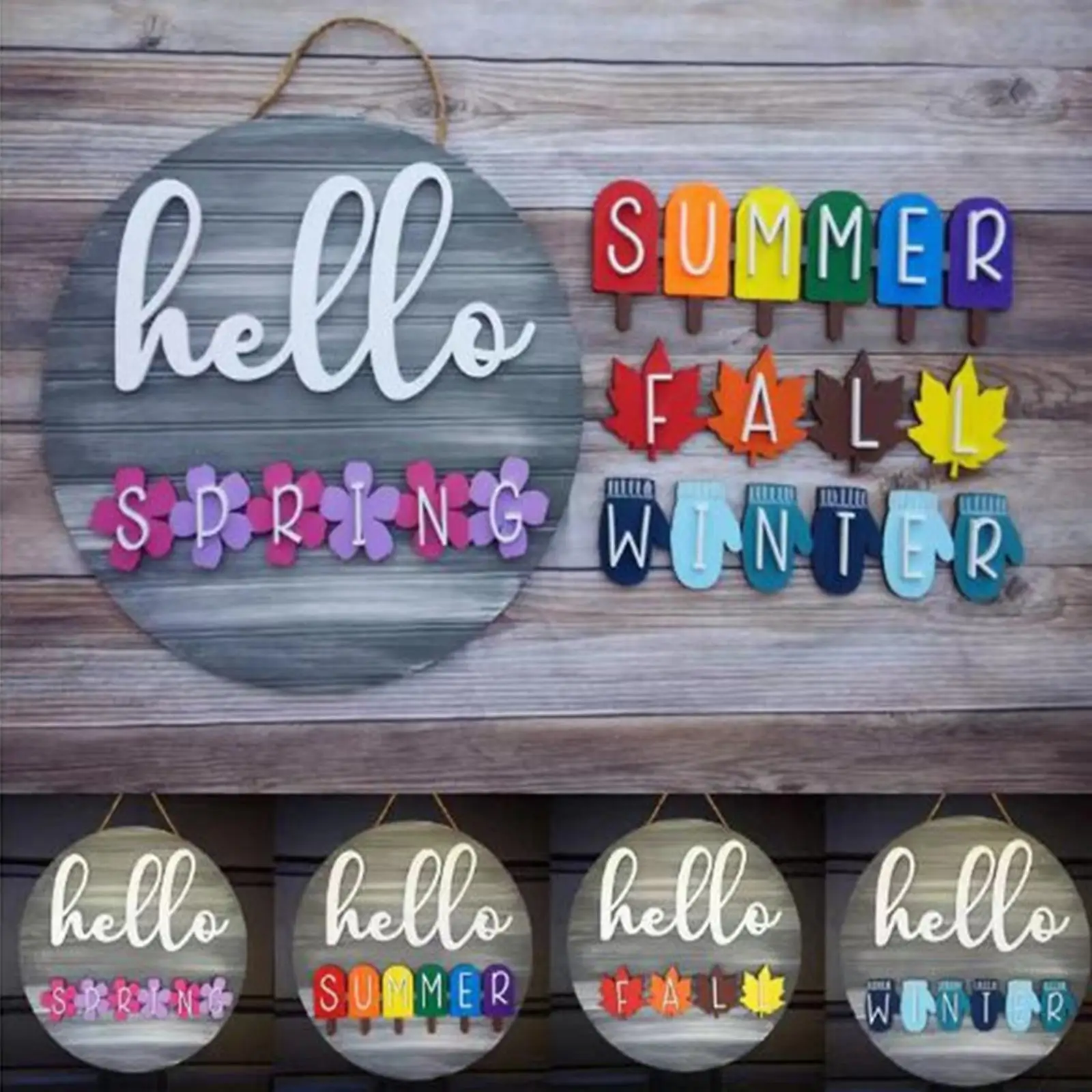 

Seasonal Interchangeable Welcome Sign for Front Door Decor Holiday Door Hanger Welcome Door Sign for Farmhouse Porch Decor