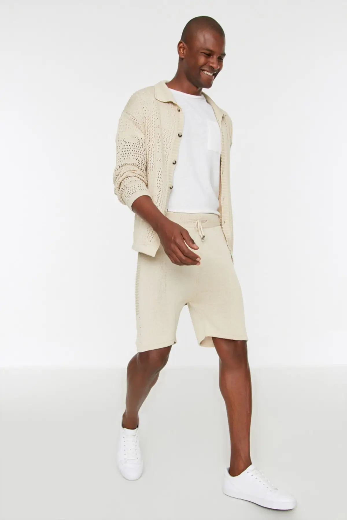 Male Pattern Detailed Knitwear Shorts & Bermuda TMNSS22SR0525
