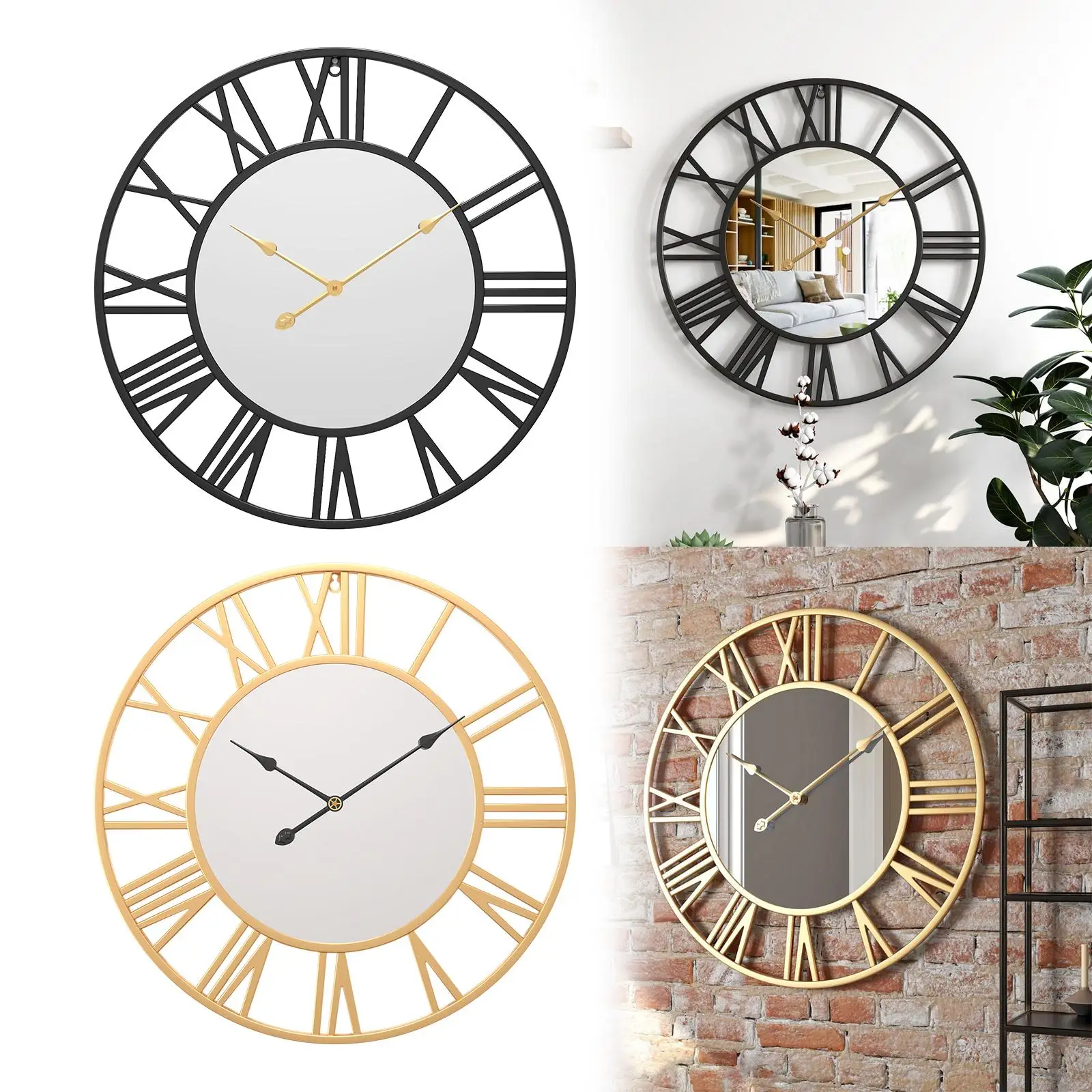 Round Hanging Clock Decorative Roman Numerals for Hotels Schools Seniors Adults Kids images - 6