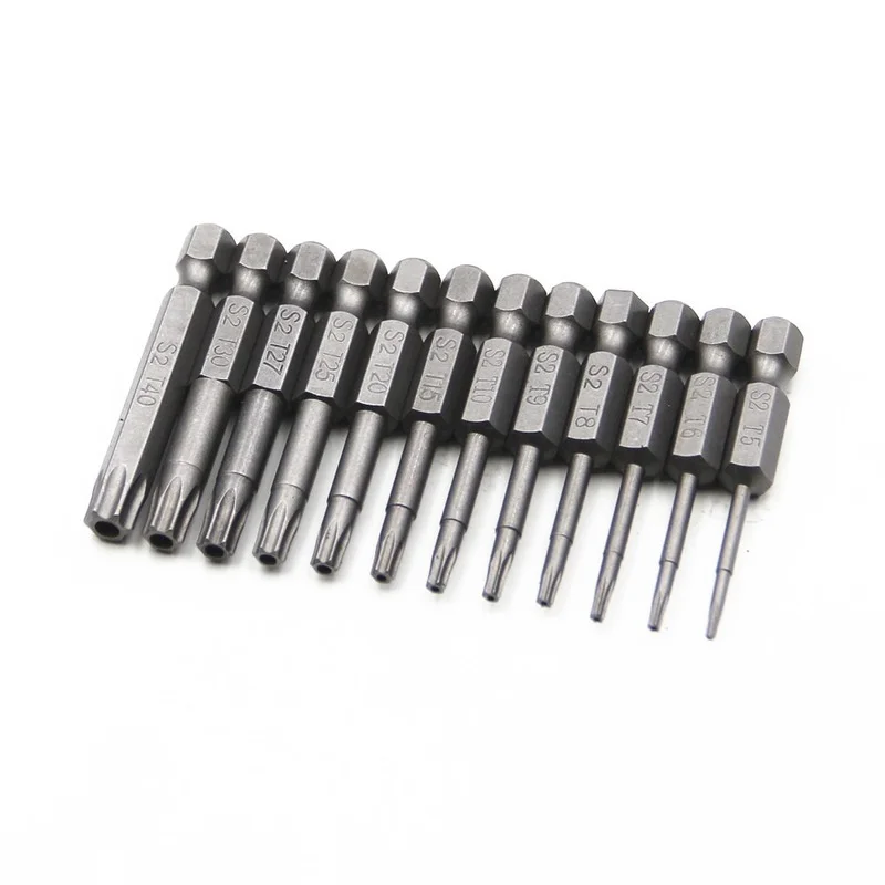 

11 /12pcs Security Bit Set Tamper Proof Screwdriver Drill Bit Screw Driver Bits Torx Flat Head 1/4" Hex Driver Bits 50/75/100mm
