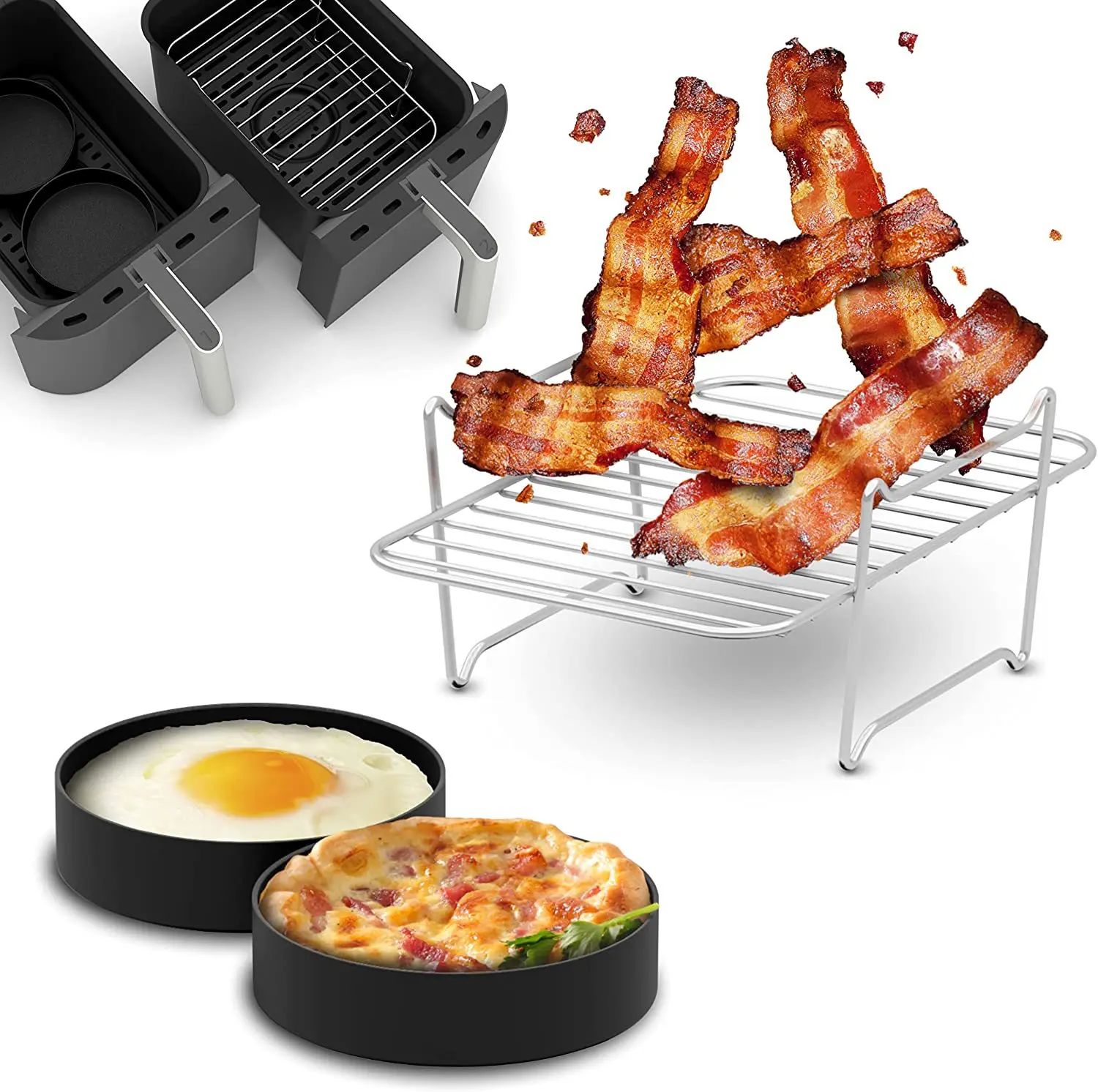 

Air Fryer Rack for Dual Basket Air Fryers Mini Pans