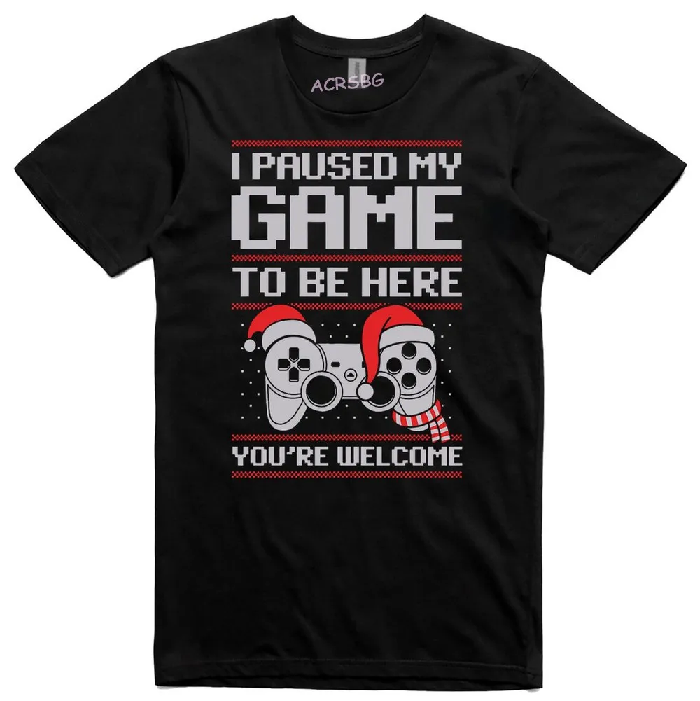 

Paused My Game Be Here Welcome Christmas T Shirts Men Social Distancing Before Cool Tees Tops Daddy Saurus Unisex Man Clothes