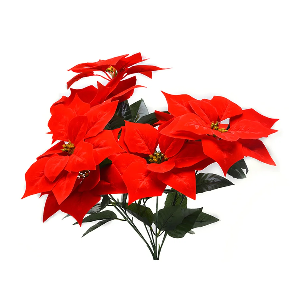 

Christmas Poinsettia Flowers Flower Artificial Red Bouquet Bushes Floral Ornaments Fake Tree Decoration Faux Decorations Silk
