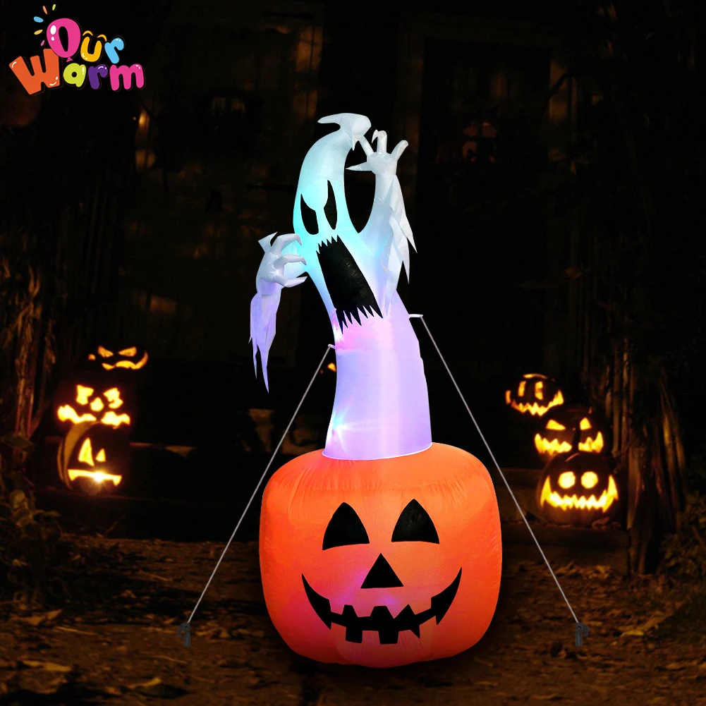 

OurWarm Halloween Inflatable Pumpkin Ghost Yards Decorations 6Ft Horror Scary Prop Halloween Party Outdoor Haunted House Supplie