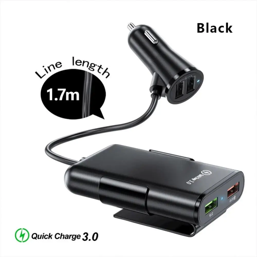 

4 Port Usb Car Charger Durable Universal Car Charger With Cable Qc3.0 Fast Charge Car Charger Flash Charge For Mobile Phone