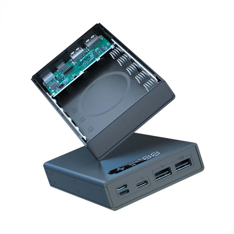 

Чехол для внешнего аккумулятора с поддержкой быстрой и беспроводной зарядки, съемный внешний аккумулятор 18650 без зарядки аккумулятора, кор...